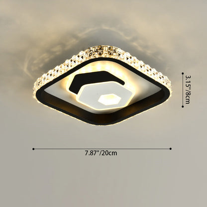 Contemporary Creative Round Square Pattern Acrylic Iron LED Flush Mount Ceiling Light For Living Room