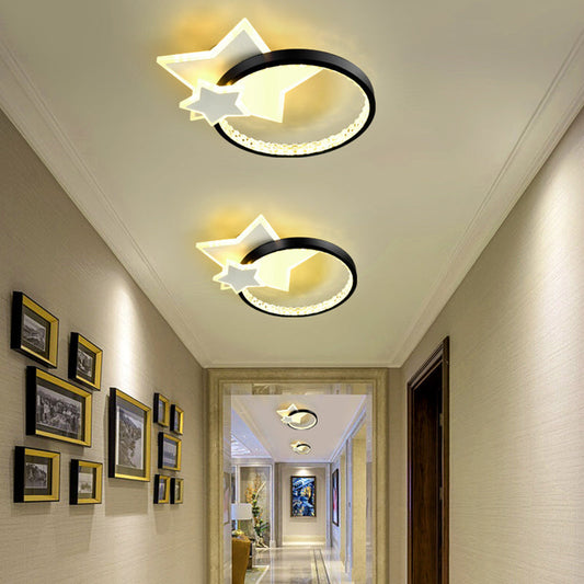 Modern Minimalist Round Square Love Heart Pentagram Acrylic Iron LED Flush Mount Ceiling Light For Living Room