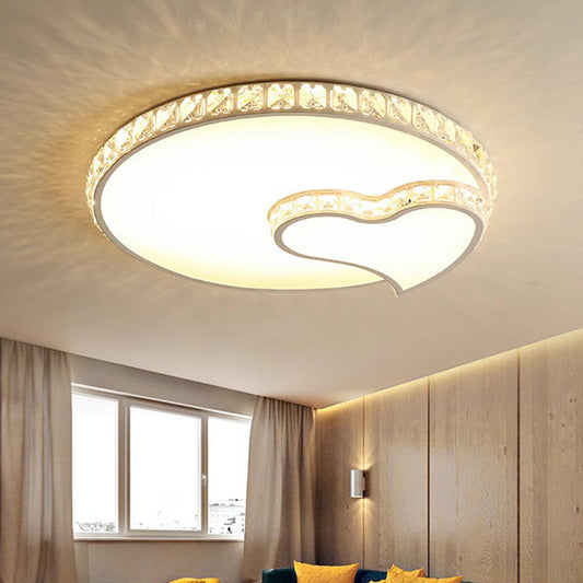 Modern Luxury Cloud Star Crescent Concentric Crystal Iron LED Flush Mount Ceiling Light For Living Room