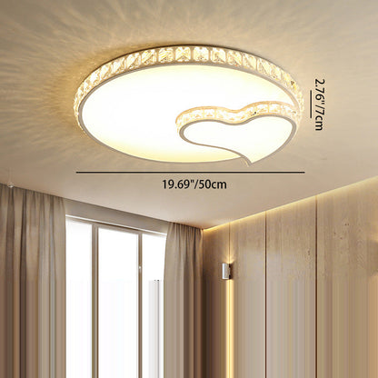 Modern Luxury Cloud Star Crescent Concentric Crystal Iron LED Flush Mount Ceiling Light For Living Room