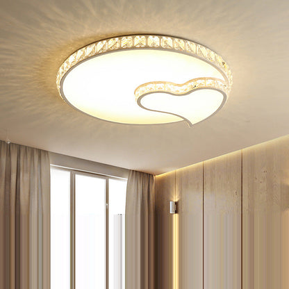 Modern Luxury Cloud Star Crescent Concentric Crystal Iron LED Flush Mount Ceiling Light For Living Room