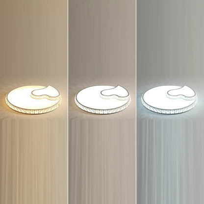 Modern Luxury Cloud Star Crescent Concentric Crystal Iron LED Flush Mount Ceiling Light For Living Room
