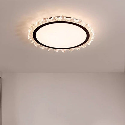 Modern Minimalist Round Cream Wave Acrylic Iron LED Flush Mount Ceiling Light For Living Room