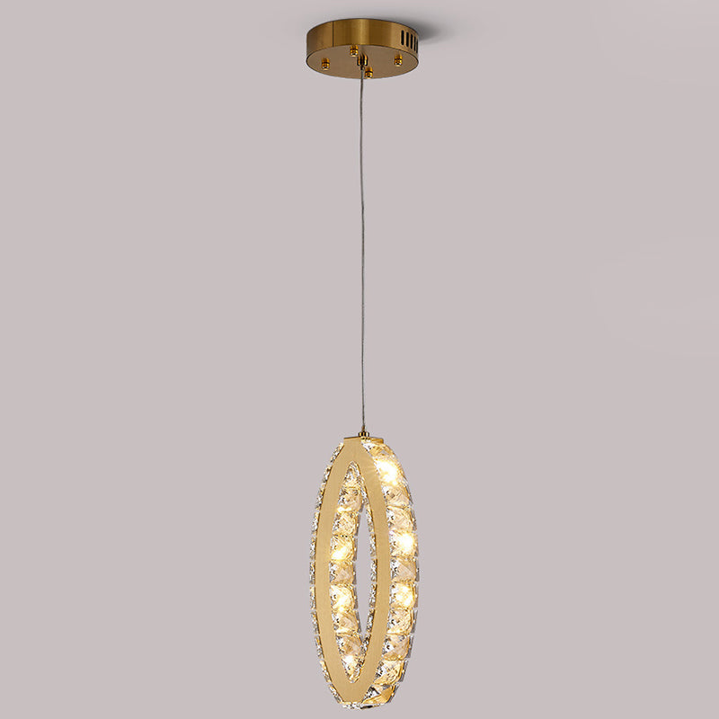 Modern Luxury Cube Drum Hexagon Flower Pentagon Oval Crystal Stainless Steel LED Pendant Light For Living Room