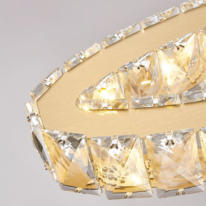 Modern Luxury Cube Drum Hexagon Flower Pentagon Oval Crystal Stainless Steel LED Pendant Light For Living Room