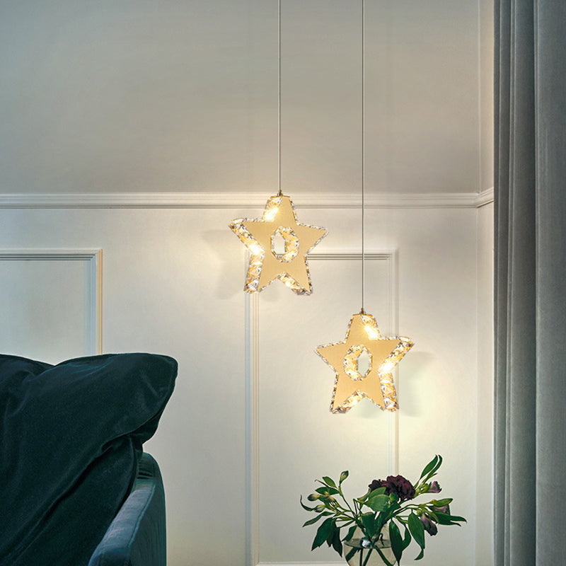 Modern Luxury Cube Drum Hexagon Flower Pentagon Oval Crystal Stainless Steel LED Pendant Light For Living Room