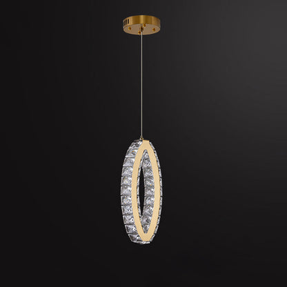 Modern Luxury Cube Drum Hexagon Flower Pentagon Oval Crystal Stainless Steel LED Pendant Light For Living Room