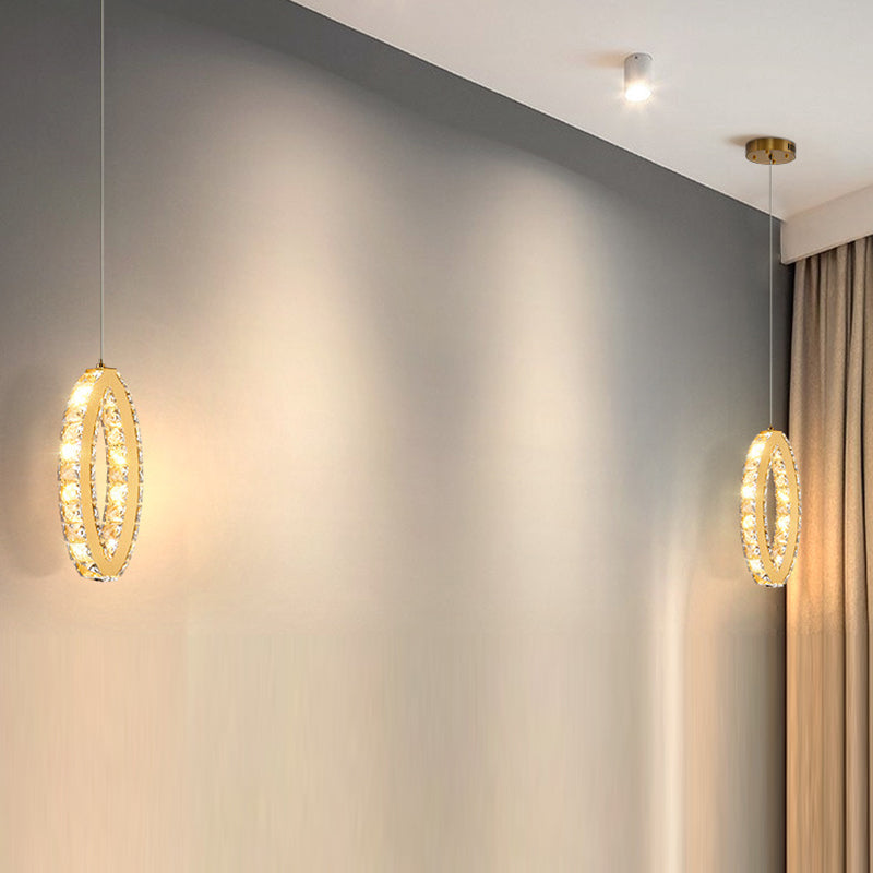 Modern Luxury Cube Drum Hexagon Flower Pentagon Oval Crystal Stainless Steel LED Pendant Light For Living Room