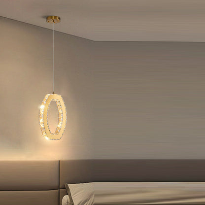 Modern Luxury Cube Drum Hexagon Flower Pentagon Oval Crystal Stainless Steel LED Pendant Light For Living Room