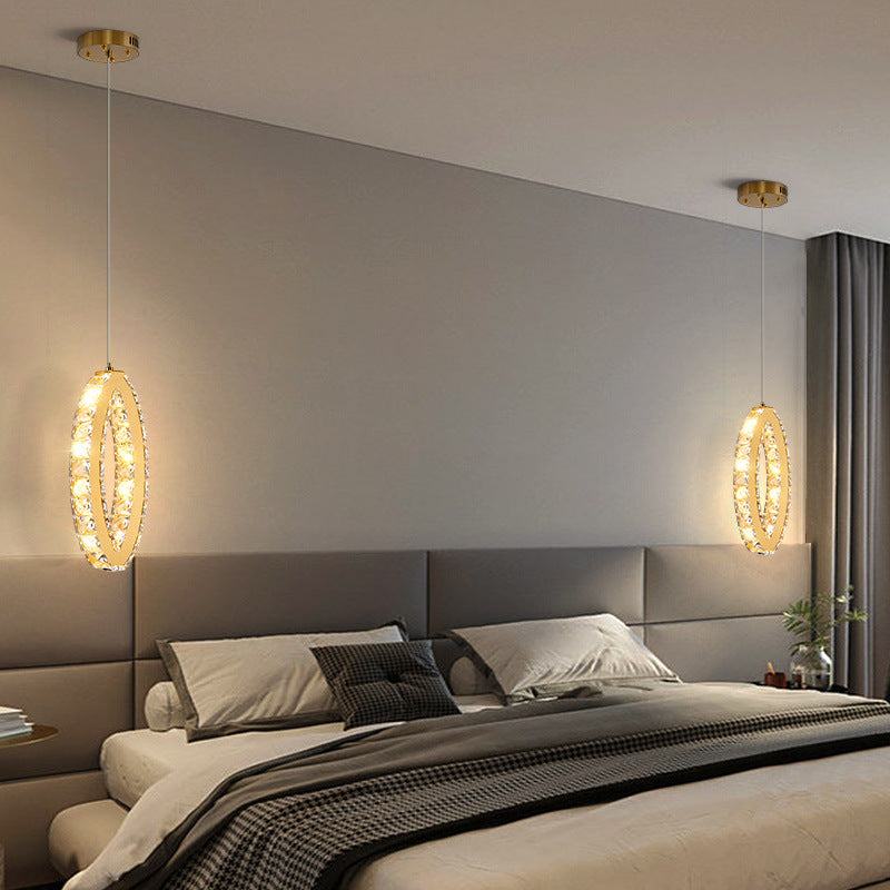 Modern Luxury Cube Drum Hexagon Flower Pentagon Oval Crystal Stainless Steel LED Pendant Light For Living Room