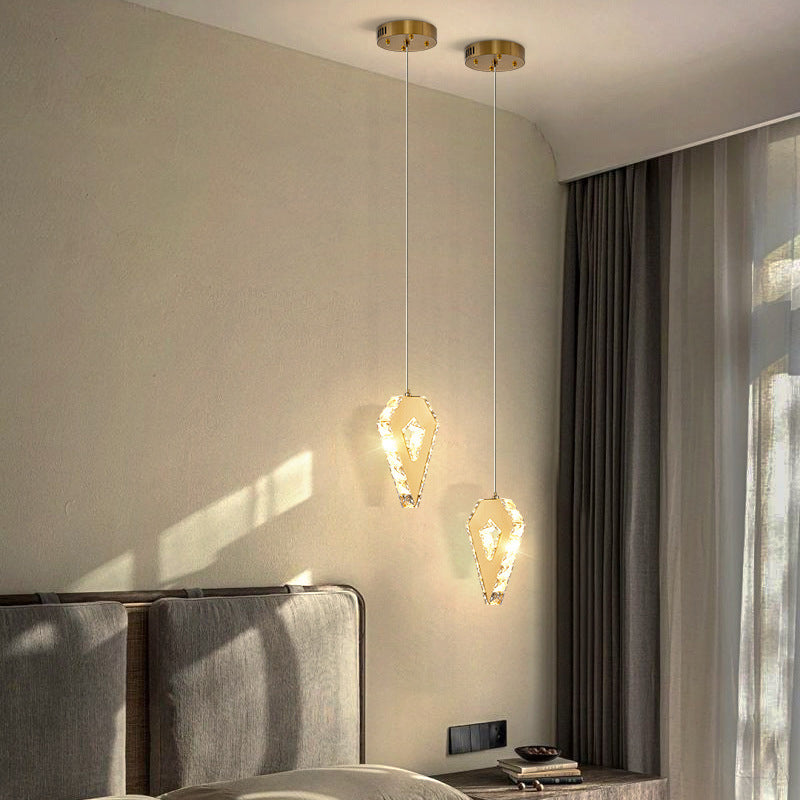 Modern Luxury Cube Drum Hexagon Flower Pentagon Oval Crystal Stainless Steel LED Pendant Light For Living Room
