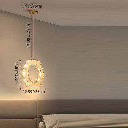 Modern Luxury Cube Drum Hexagon Flower Pentagon Oval Crystal Stainless Steel LED Pendant Light For Living Room