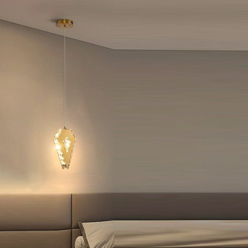 Modern Luxury Cube Drum Hexagon Flower Pentagon Oval Crystal Stainless Steel LED Pendant Light For Living Room
