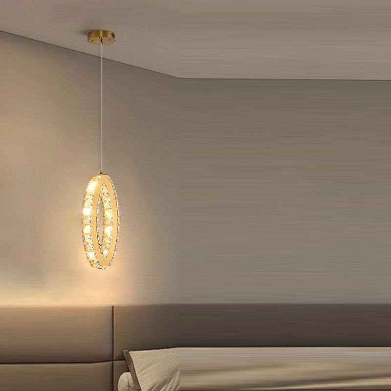 Modern Luxury Cube Drum Hexagon Flower Pentagon Oval Crystal Stainless Steel LED Pendant Light For Living Room