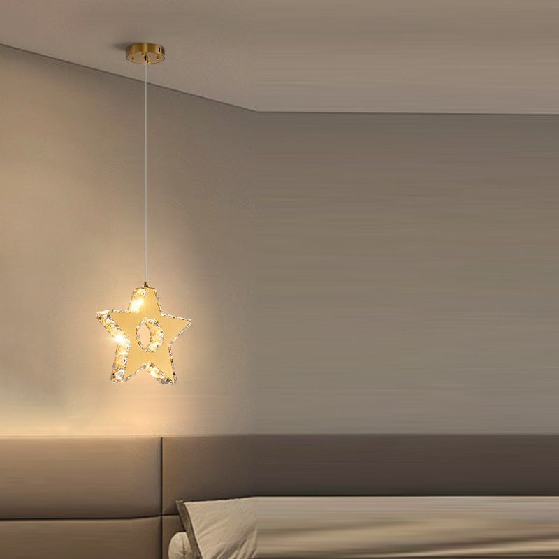 Modern Luxury Cube Drum Hexagon Flower Pentagon Oval Crystal Stainless Steel LED Pendant Light For Living Room