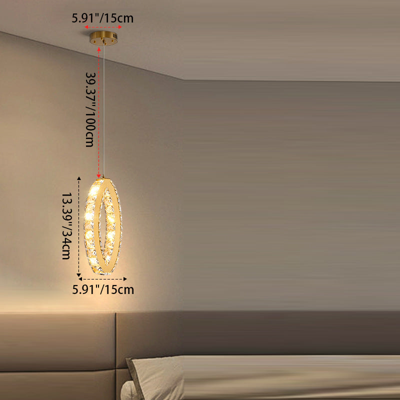 Modern Luxury Cube Drum Hexagon Flower Pentagon Oval Crystal Stainless Steel LED Pendant Light For Living Room
