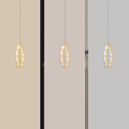 Modern Luxury Cube Drum Hexagon Flower Pentagon Oval Crystal Stainless Steel LED Pendant Light For Living Room