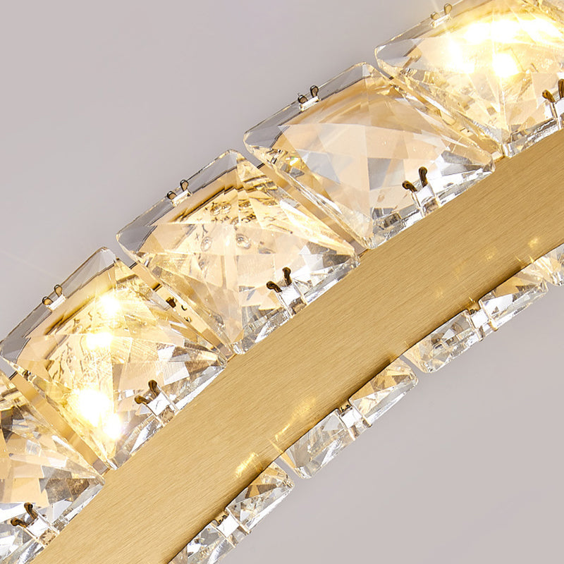 Modern Luxury Cube Drum Hexagon Flower Pentagon Oval Crystal Stainless Steel LED Pendant Light For Living Room