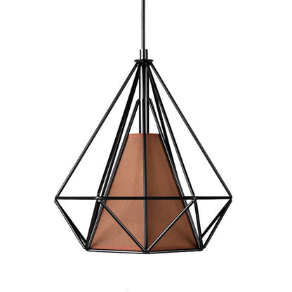 Contemporary Industrial Triangle Cone Prismatic Fabric Iron 1-Light Pendant Light For Living Room