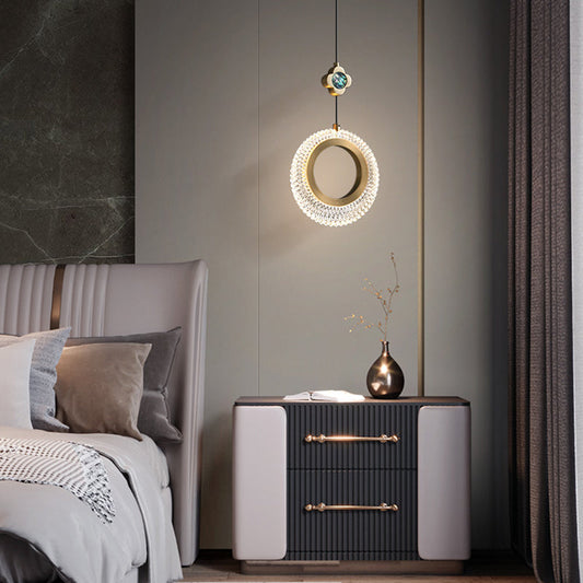 Modern Luxury Round Oval Crystal Brass LED Pendant Light For Living Room
