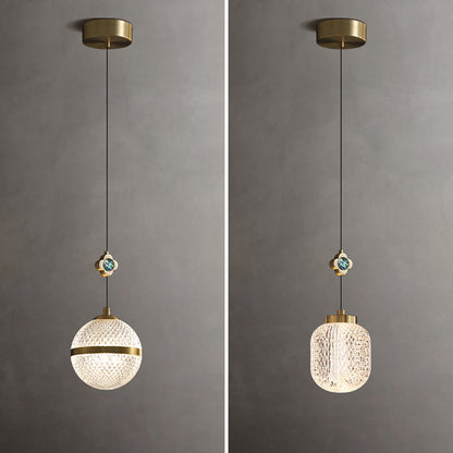 Modern Luxury Orb Column Crystal Brass 1-Light Pendant Light For Living Room
