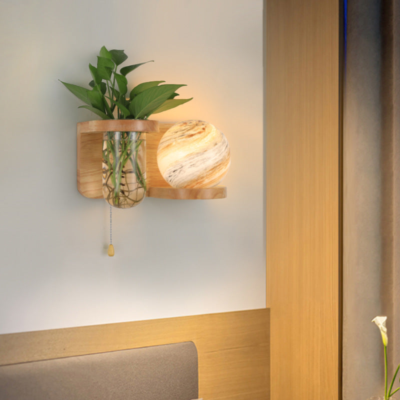 مصباح حائطي بتصميم عمودي من الزجاج البلوطي بتصميم آرت ديكو حديث، لغرفة المعيشة، مزود بإضاءة واحدة