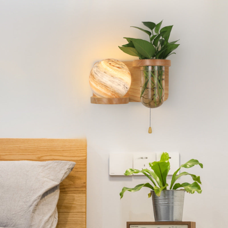 مصباح حائطي بتصميم عمودي من الزجاج البلوطي بتصميم آرت ديكو حديث، لغرفة المعيشة، مزود بإضاءة واحدة