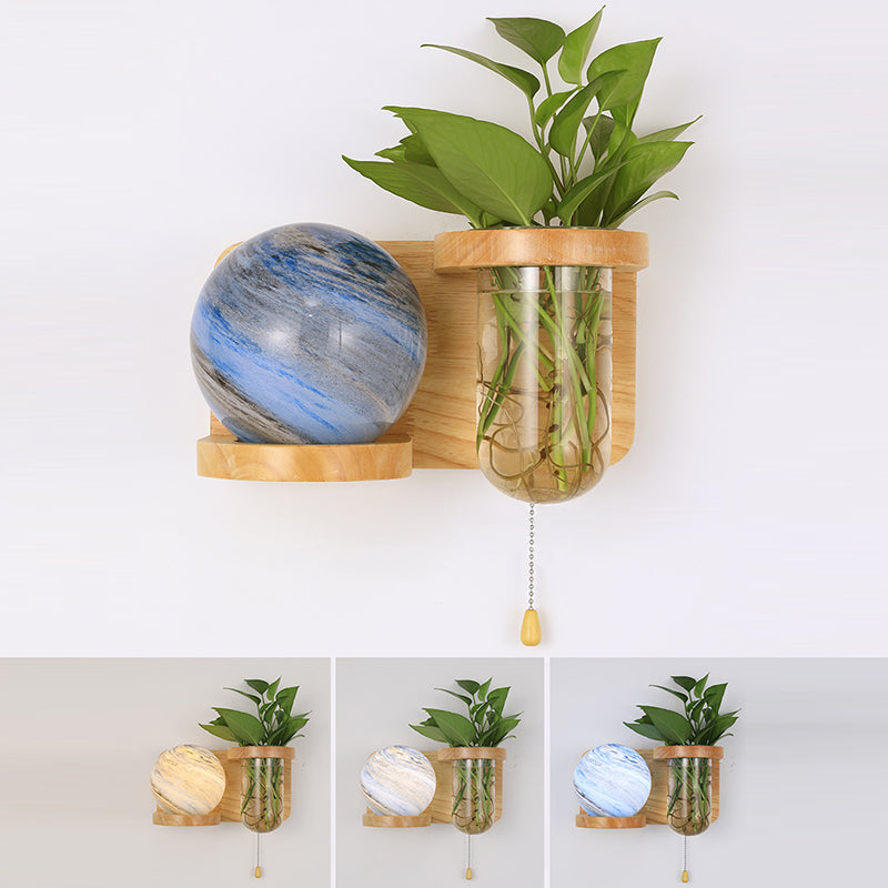 مصباح حائطي بتصميم عمودي من الزجاج البلوطي بتصميم آرت ديكو حديث، لغرفة المعيشة، مزود بإضاءة واحدة