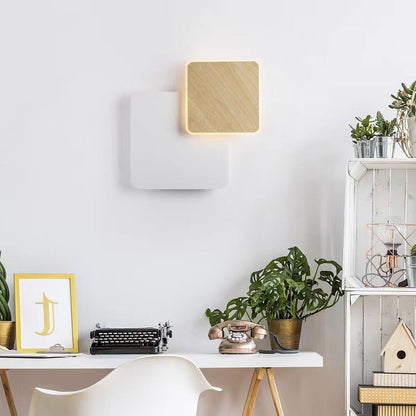 現代的なスカンジナビアの円形四角アクリル鉄製LED壁取り付け用燭台ランプ（リビングルーム用） 