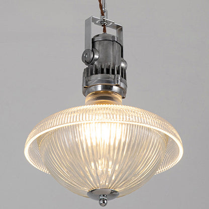 Traditional Vintage Half Round Bowl Cylinder Glass Aluminum 1-Light Pendant Light For Living Room