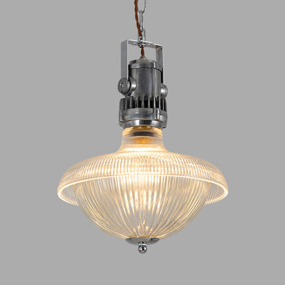 Traditional Vintage Half Round Bowl Cylinder Glass Aluminum 1-Light Pendant Light For Living Room
