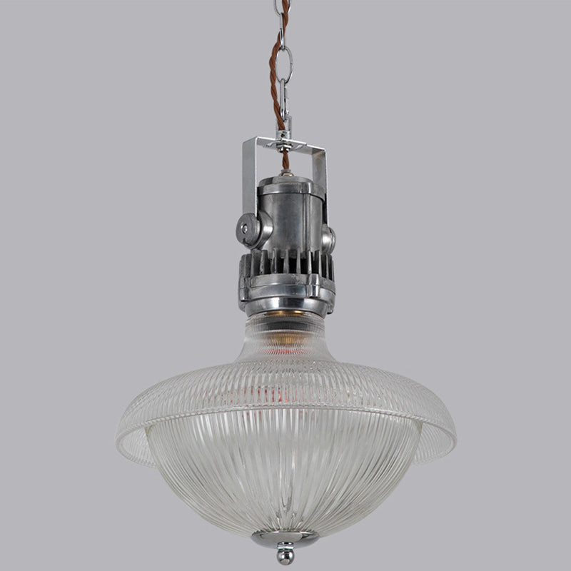 Traditional Vintage Half Round Bowl Cylinder Glass Aluminum 1-Light Pendant Light For Living Room