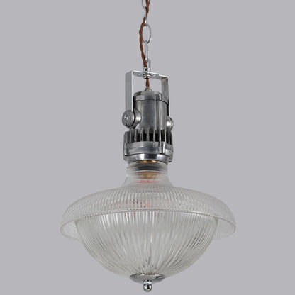 Traditional Vintage Half Round Bowl Cylinder Glass Aluminum 1-Light Pendant Light For Living Room