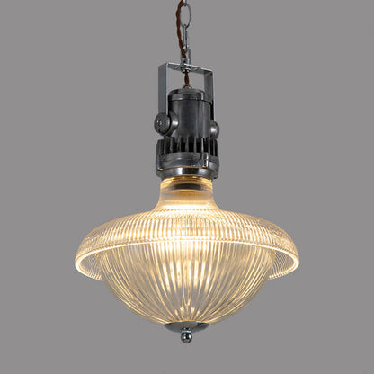 Traditional Vintage Half Round Bowl Cylinder Glass Aluminum 1-Light Pendant Light For Living Room