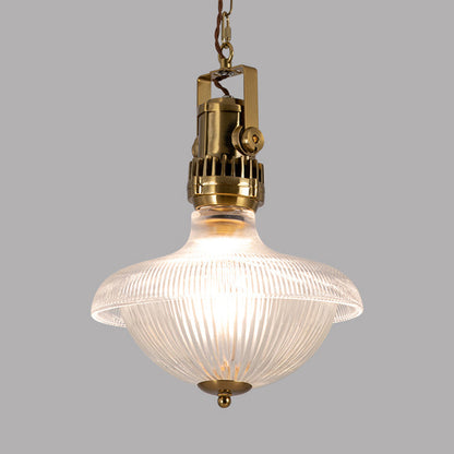 Traditional Vintage Half Round Bowl Cylinder Glass Aluminum 1-Light Pendant Light For Living Room