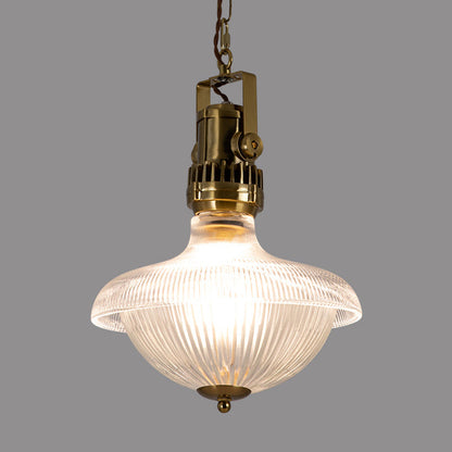 Traditional Vintage Half Round Bowl Cylinder Glass Aluminum 1-Light Pendant Light For Living Room