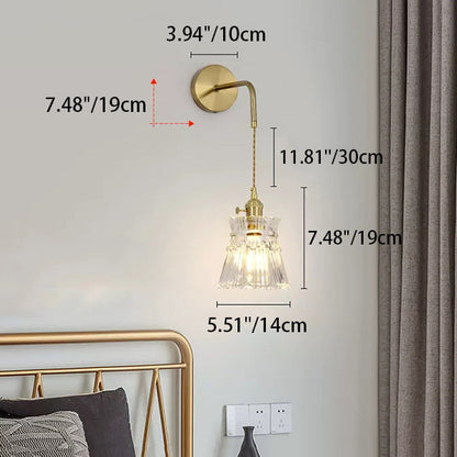 Contemporary Creative Flower Skirt Vase Petals Glass Iron Copper 1-Light Wall Sconce Lamp For Living Room