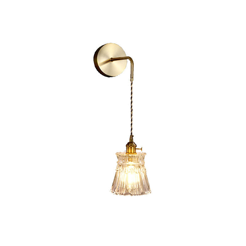 Contemporary Creative Flower Skirt Vase Petals Glass Iron Copper 1-Light Wall Sconce Lamp For Living Room