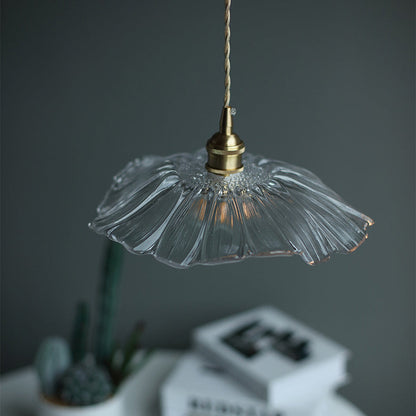 Contemporary Scandinavian Flowers Petals Irregular Round Glass Iron 1-Light Pendant Light For Living Room