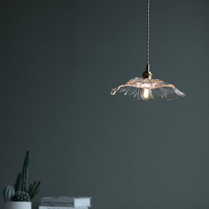 Contemporary Scandinavian Flowers Petals Irregular Round Glass Iron 1-Light Pendant Light For Living Room