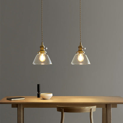 Contemporary Nordic Cylinder Ball Bowl Glass Brass 1-Light Pendant Light For Living Room