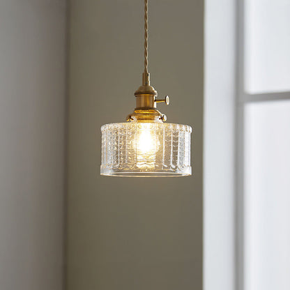 Contemporary Nordic Cylinder Ball Bowl Glass Brass 1-Light Pendant Light For Living Room