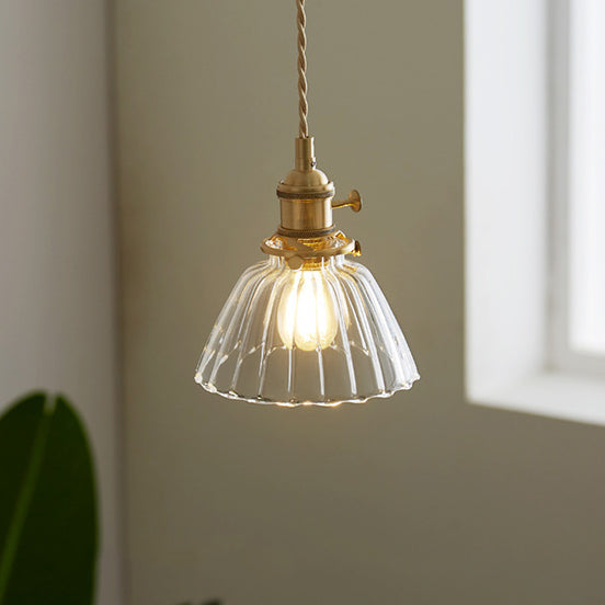 Contemporary Nordic Cylinder Ball Bowl Glass Brass 1-Light Pendant Light For Living Room