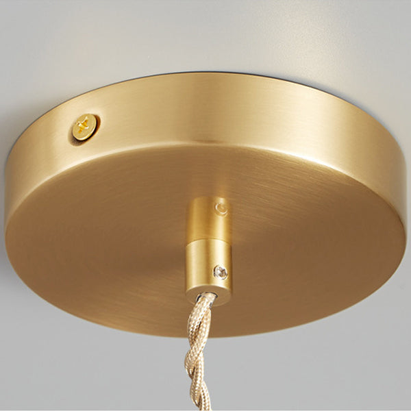 Contemporary Nordic Cylinder Ball Bowl Glass Brass 1-Light Pendant Light For Living Room