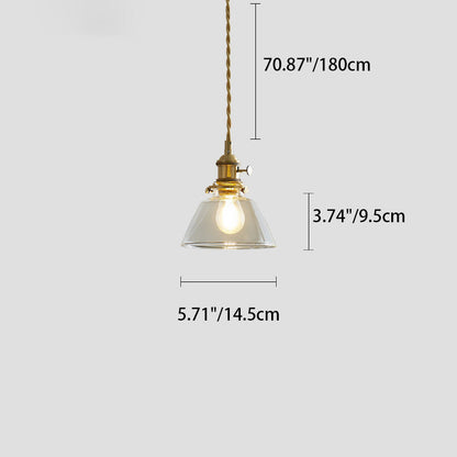 Contemporary Nordic Cylinder Ball Bowl Glass Brass 1-Light Pendant Light For Living Room