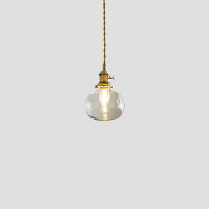 Contemporary Nordic Cylinder Ball Bowl Glass Brass 1-Light Pendant Light For Living Room