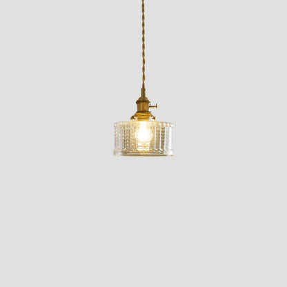 Contemporary Nordic Cylinder Ball Bowl Glass Brass 1-Light Pendant Light For Living Room