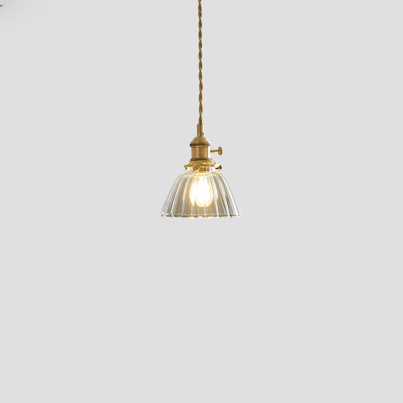 Contemporary Nordic Cylinder Ball Bowl Glass Brass 1-Light Pendant Light For Living Room