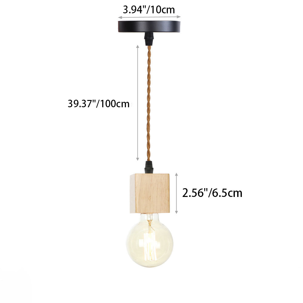 Modern Simplicity Triangle Cylinder Round Glass Wood Iron 1-Light Pendant Light For Living Room