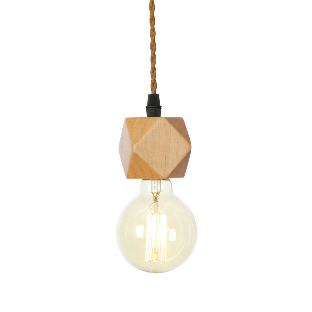 Modern Simplicity Triangle Cylinder Round Glass Wood Iron 1-Light Pendant Light For Living Room